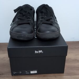 3/$25 or FWP Coach Black Leather Low Top Sneakers